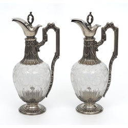 Glass decanters with silver finish 2 pcs.