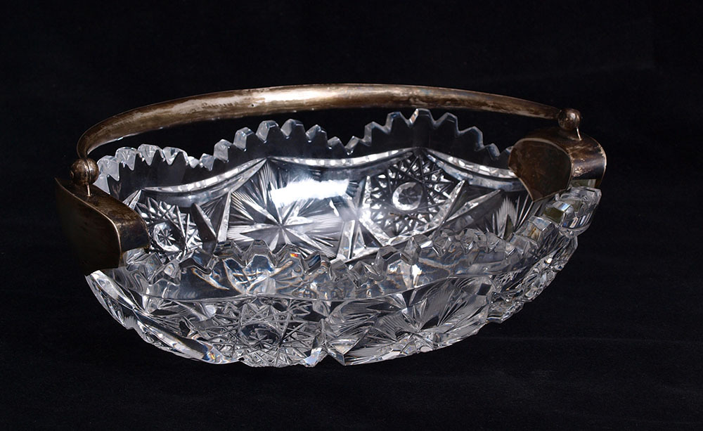 Кристаллная чашка с серебряной отделкой 