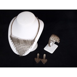 Silver jewelery set - neclace, bracelet, earrings