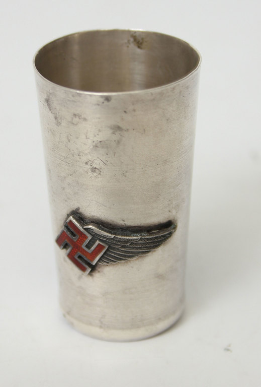 Silver cup with aviation work uniform sign