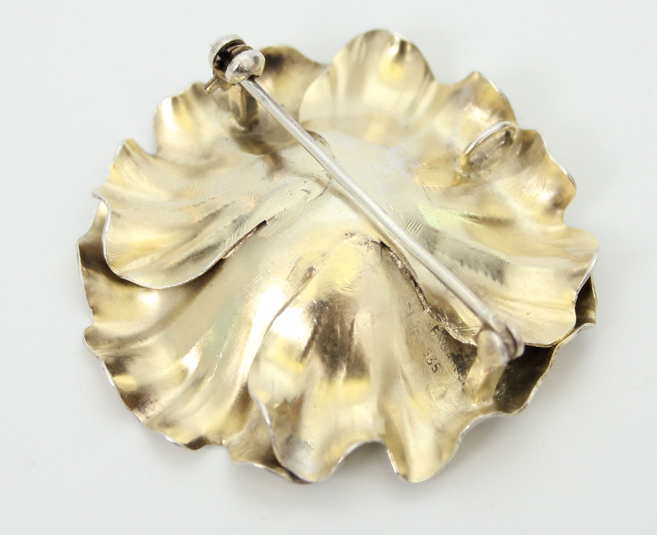 Серебряная брошь в стиле модерн / кулон с жемчугом 