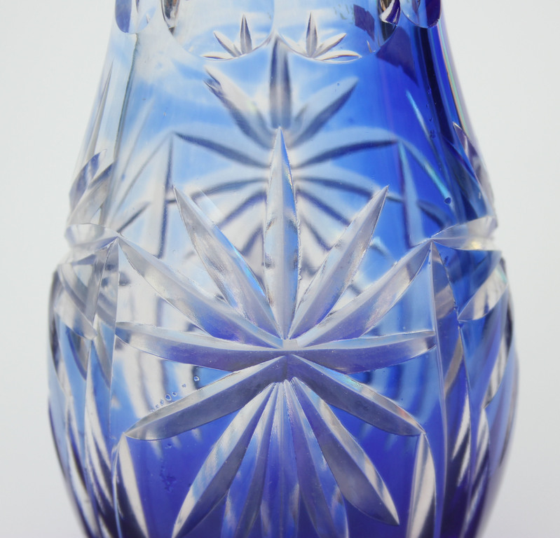 Zilā kristāla stikla vāze 