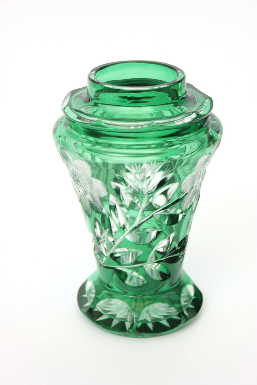  Green glass vase