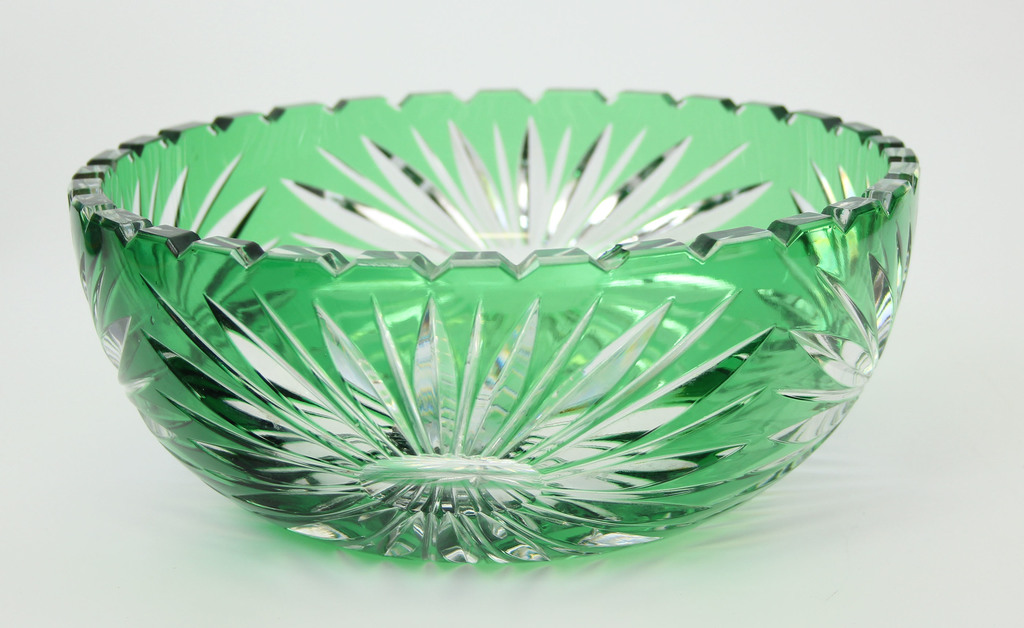 Zaļā kristāla stikla saldumu trauks 