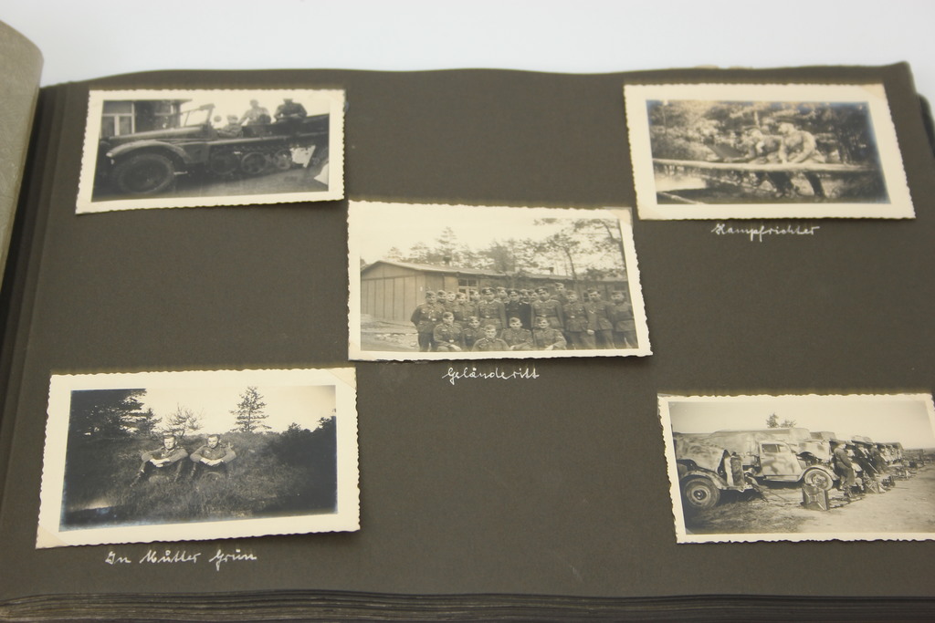 German soldier's history album with documents, drawings