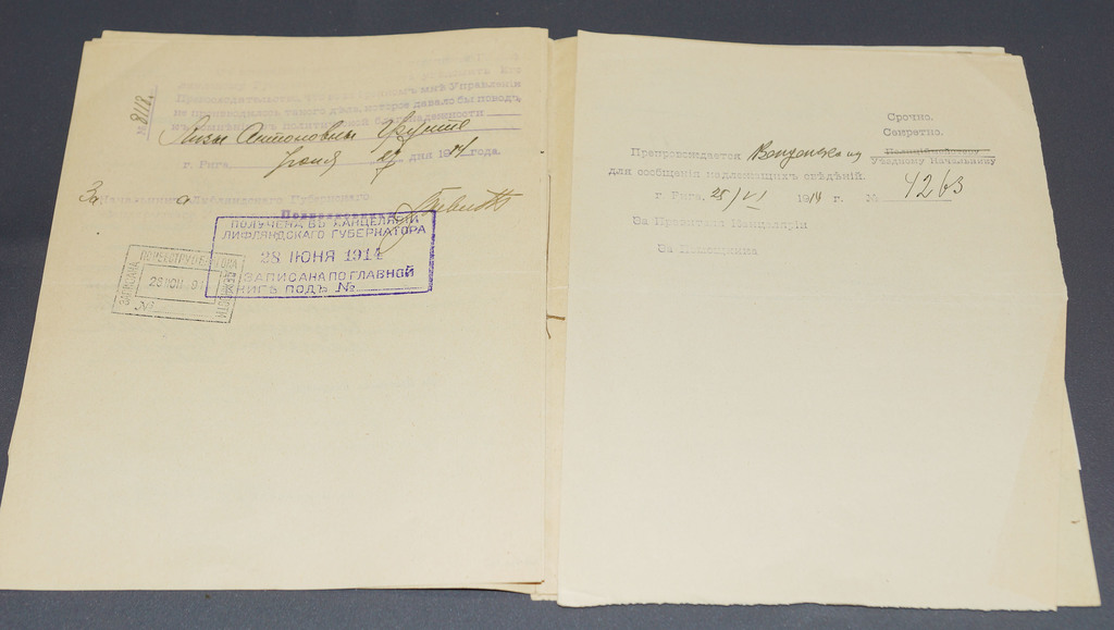  Documents Лифляндский Губернаторъ 1914.y.