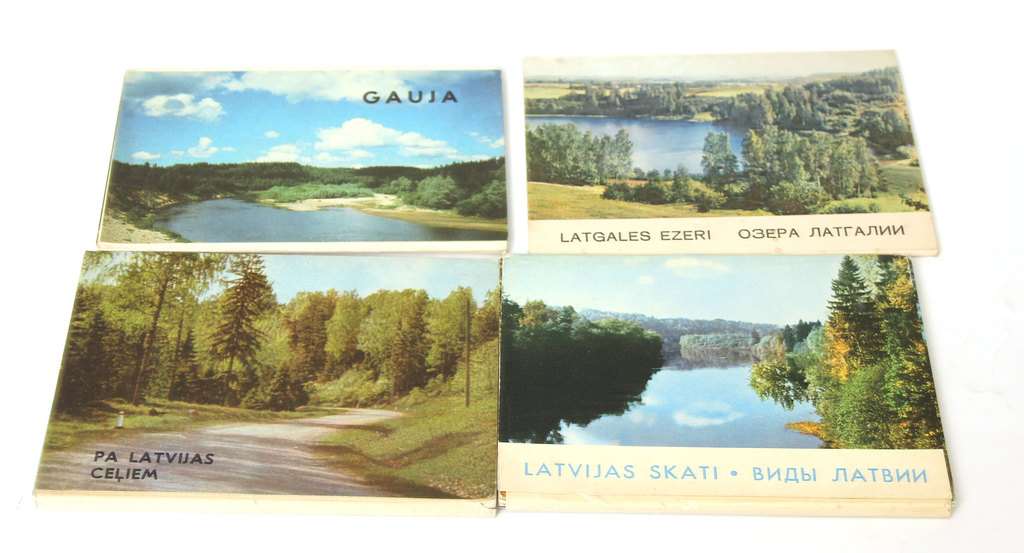4 atklātņu albumi - Gauja, Pa Latvijas ceļiem, Latgales ezeri, Latvijas skati
