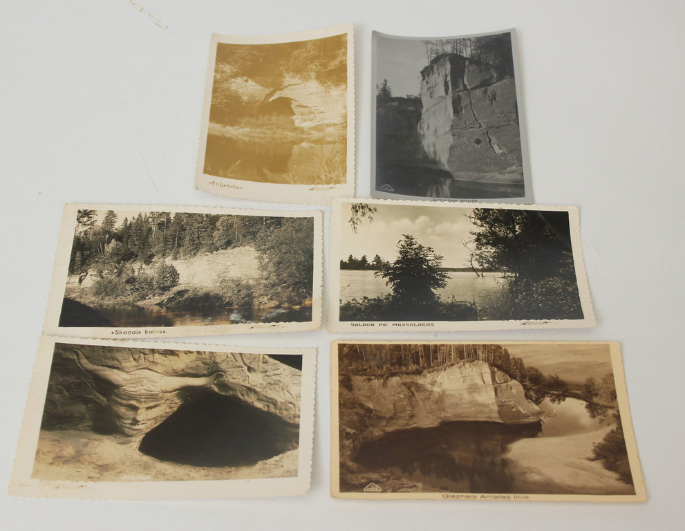 6 открыток - Живописная бухта Амата, скалы Амата, Салаца у Мазсалацы, «Анжела», «Гора Звука», «Дьявол»