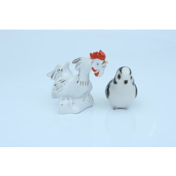 Porcelain figurines - rooster, bird