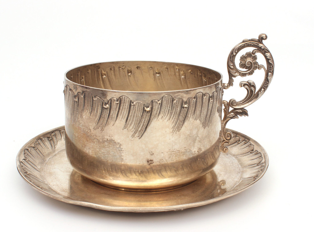 Silver big cup with saucer