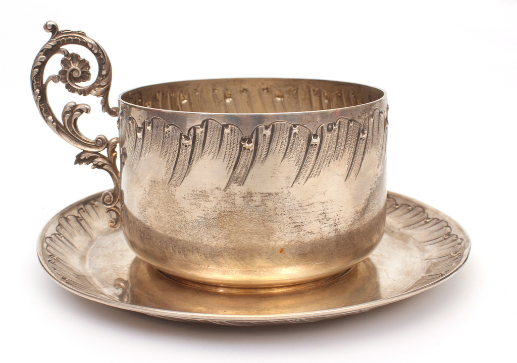 Silver big cup with saucer