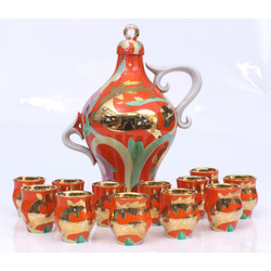 Porcelain set - 12 glasses and a pitcher