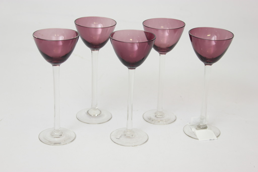 Purple glass liqueur glasses (5 pcs.)