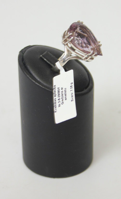 Silver ring with amethyst