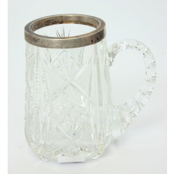 Хрустальная пивная чашка с серебряной отделкой
