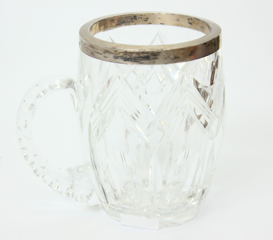 Crystal beer cup with silver finish