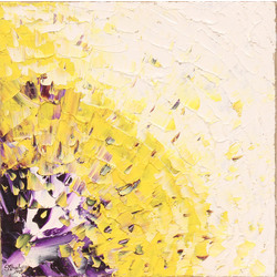 Abstract composition (purple, white, yellow)