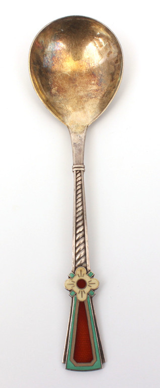 Silver spoon with multicolor enamel 
