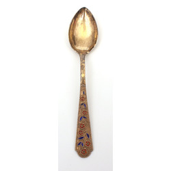 Silver spoon with enamel and gilding
