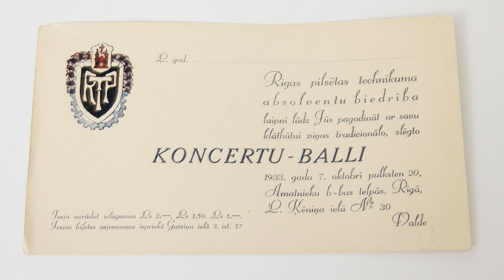 Invitation to a concert-ball