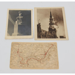  3 postcards - map, monument, St. Peter's Church