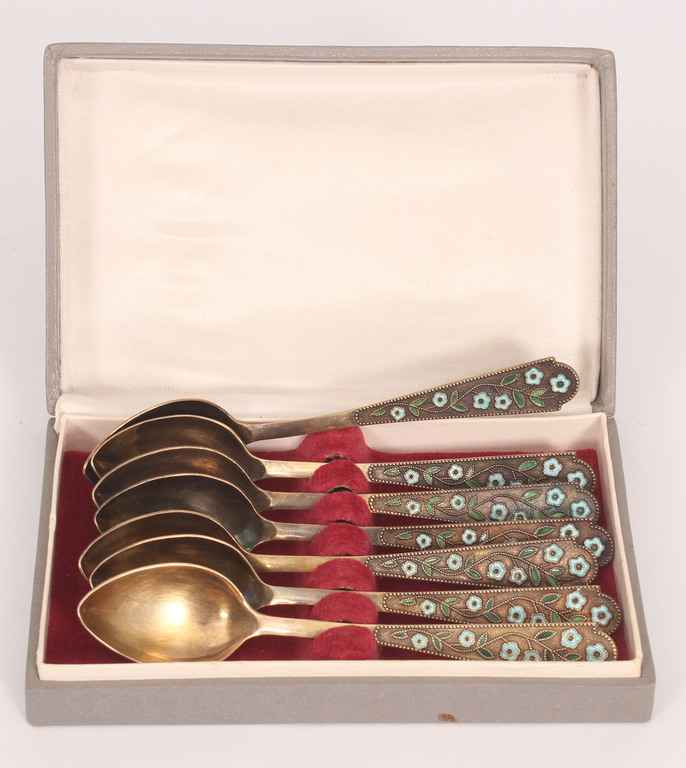 Guilded silver spoon set (5 piec.)