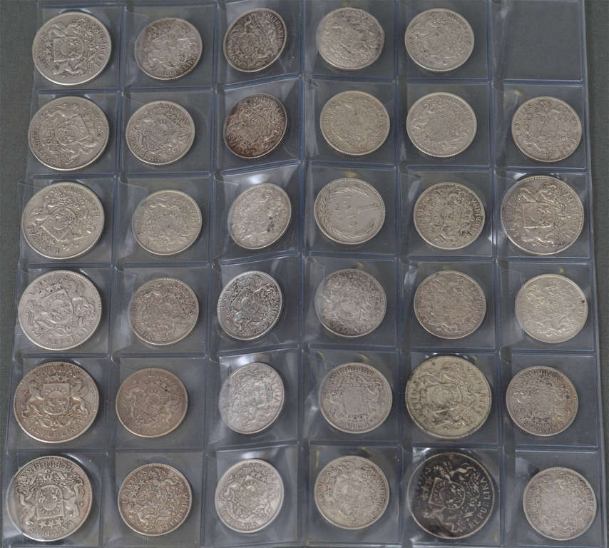 Silver coin set (26 one lats coins and 9 two lats coins)