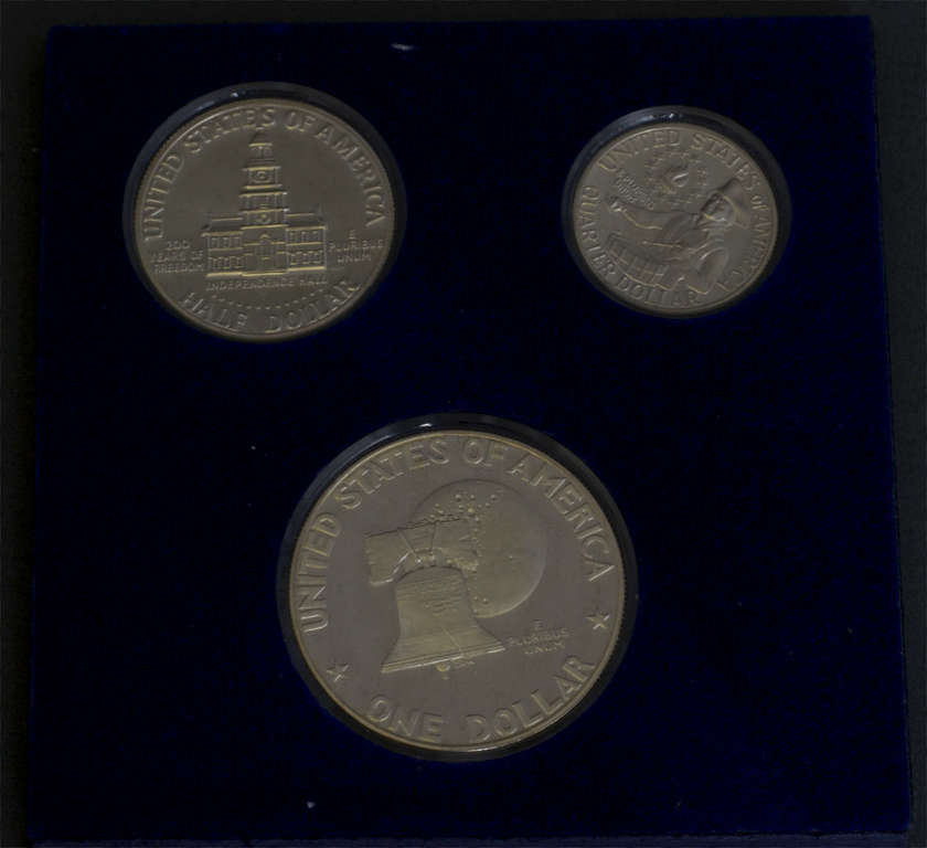 Amerikas Savienoto Valstu 200des sudraba monētu paraugu komplekts 1776-1976