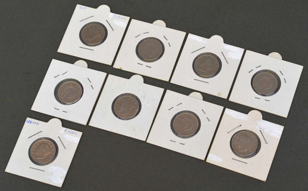 Dažādu ASV monētu kolekcija,  V  centu monētas 1894-1912. gads, 