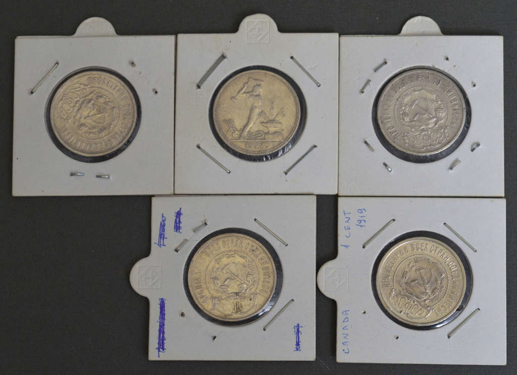 Dažādu Krievijas monētu kolekcija - 5 gab., 1921.-1922. 