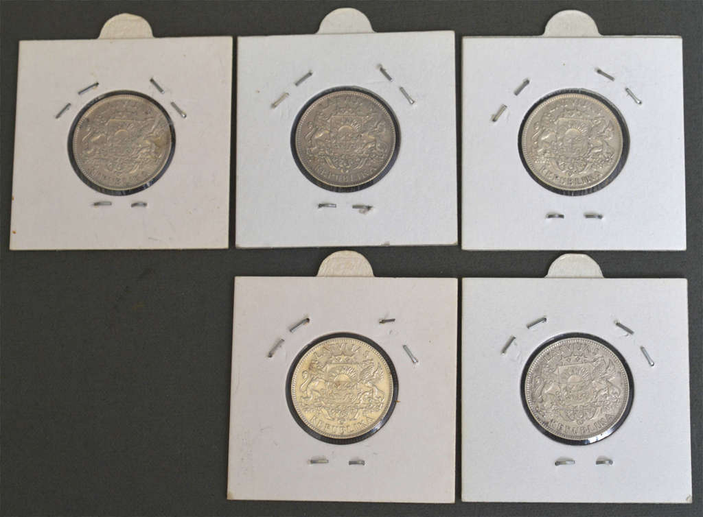 Set of Latvian silver coins - 1 Lats 1924.