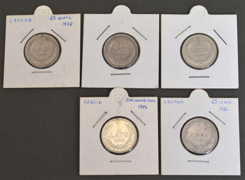 Set of Latvian silver coins - 1 Lats 1924.