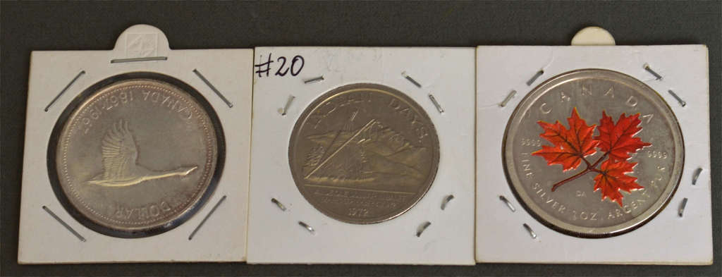 A set of different Canadian silver coins