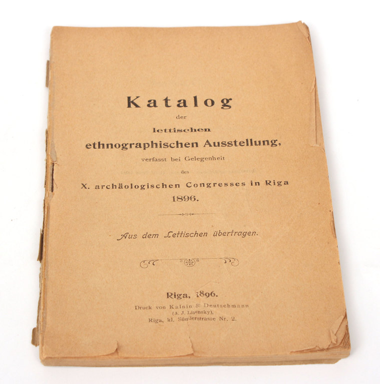 Katalog der lettischen ethnographischen Ausstellung, verfasst bei Gelegenheit