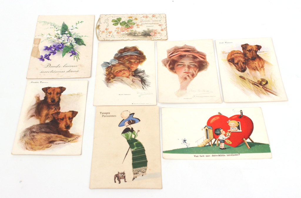 6 postcards, 2 greeting cards