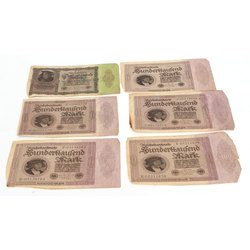6 Reiha marku banknotes - 500 000 banknote, 100 000 banknote
