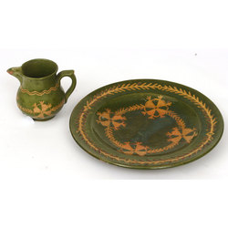 Ceramic plate with cream bowl