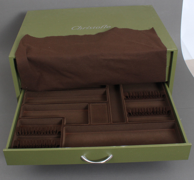 Металлический посеребренный набор столовых приборов (неполный) в коробке Cristosfle 