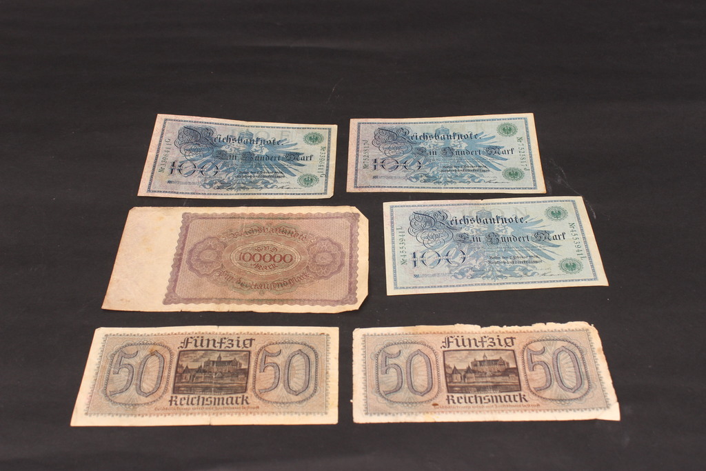 Banknotes of the German Empire (Reichsmarks).