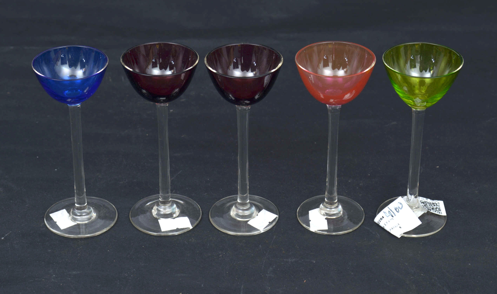 Colored glass liqueur glasses 5pcs.