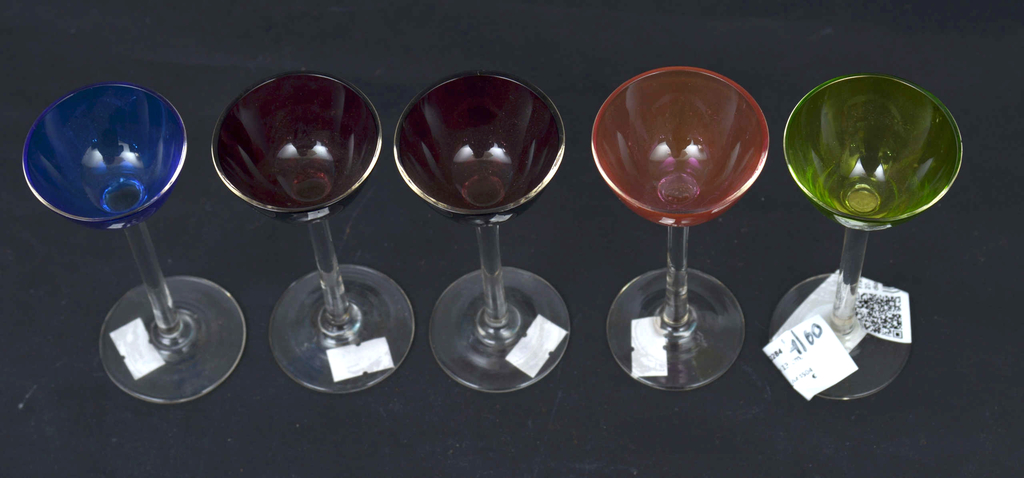 Colored glass liqueur glasses 5pcs.
