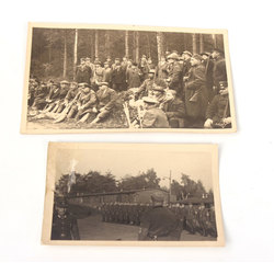2 открытки / фотографии «Солдаты», «Охотники с машинами».