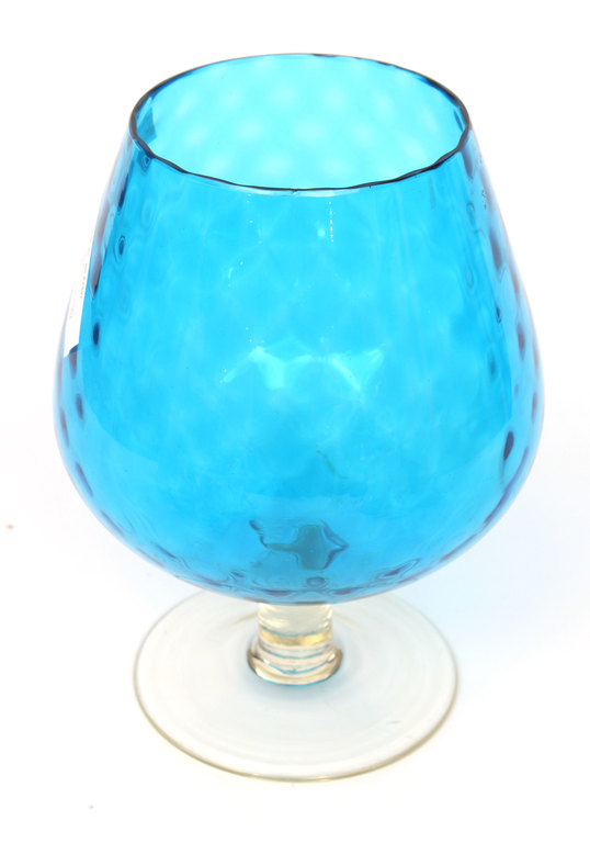 Zilā stikla vāze