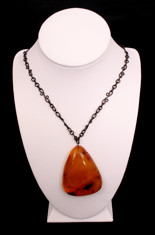 Baltic amber pendant in a metal chain