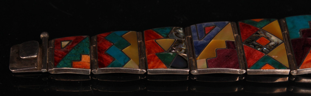 Silver bracelet with enamel of different colors