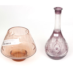 Colored glass set - decanter without cork, bowl