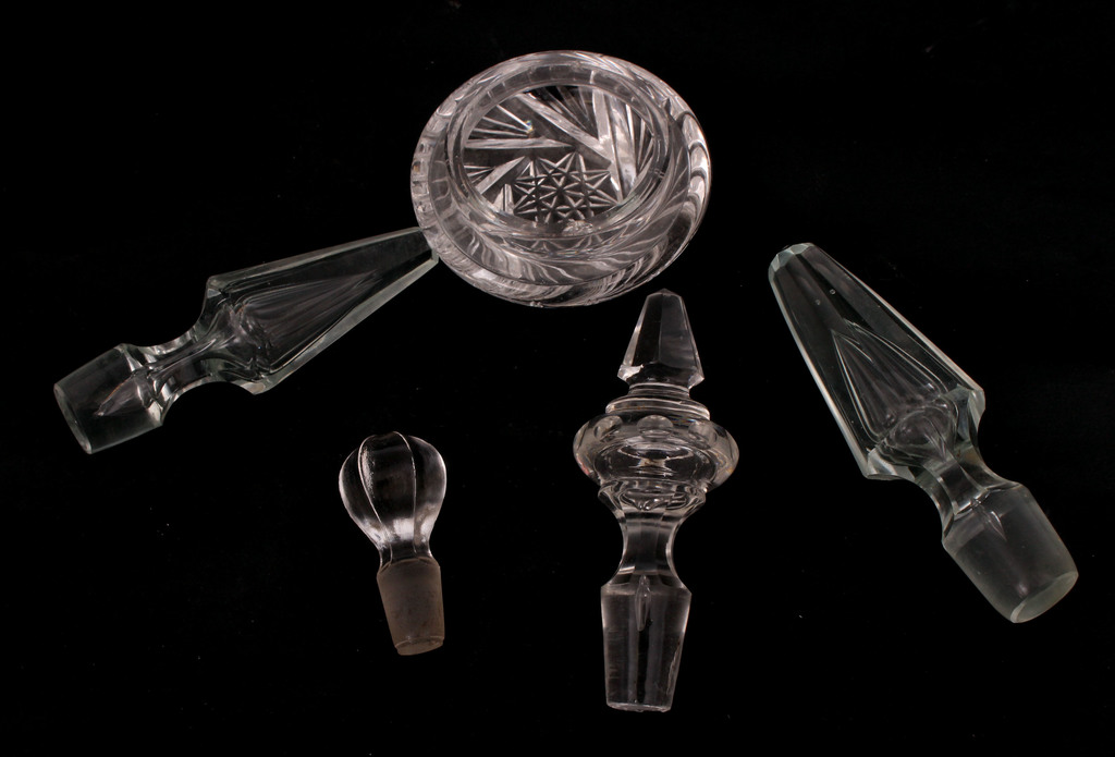 Dažādi stikla korķi karafēm (5 gab.)