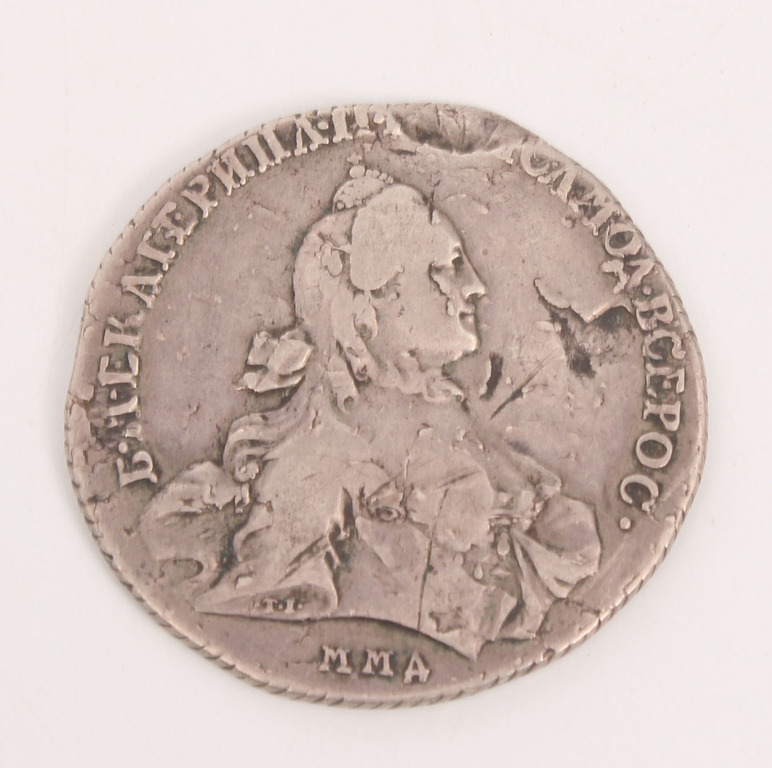 Silver one ruble coin 1764