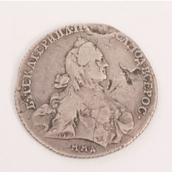 Серебряная монета 1 рубль 1764 г