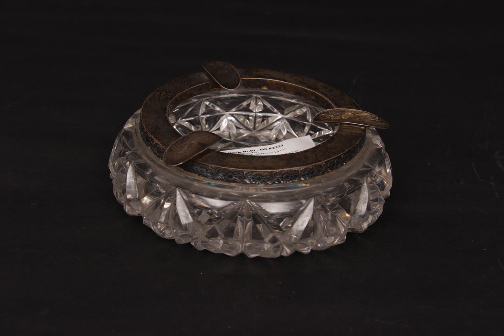 Glass ashtray with silver finish 